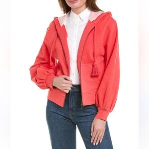 Cabi women Full Zip Kangaroo Pocket Thermal Hoodie Coral